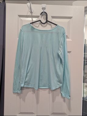 Fabletics Pale Blue Open-Back Long Sleeve Tee